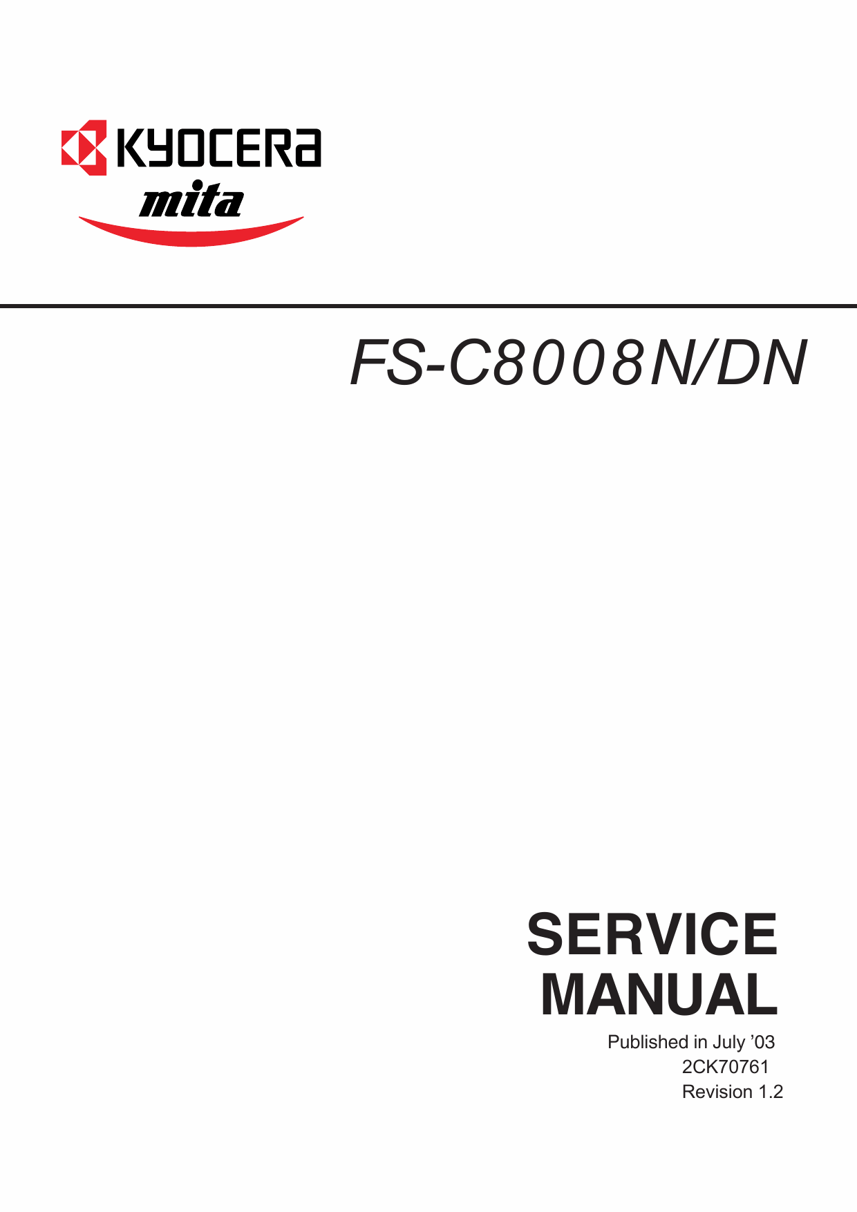 KYOCERA ColorLaserPrinter FS-C8008N DN Parts and Service Manual-1